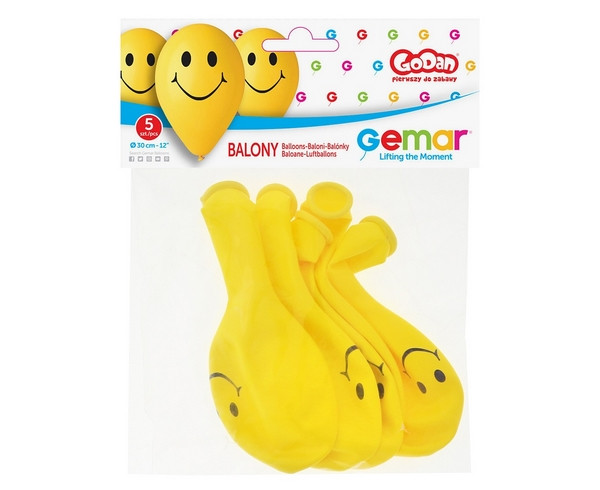 Balony premium ,,Uśmiechy" śr. 30cm (5szt) GS110/P178 GoDan